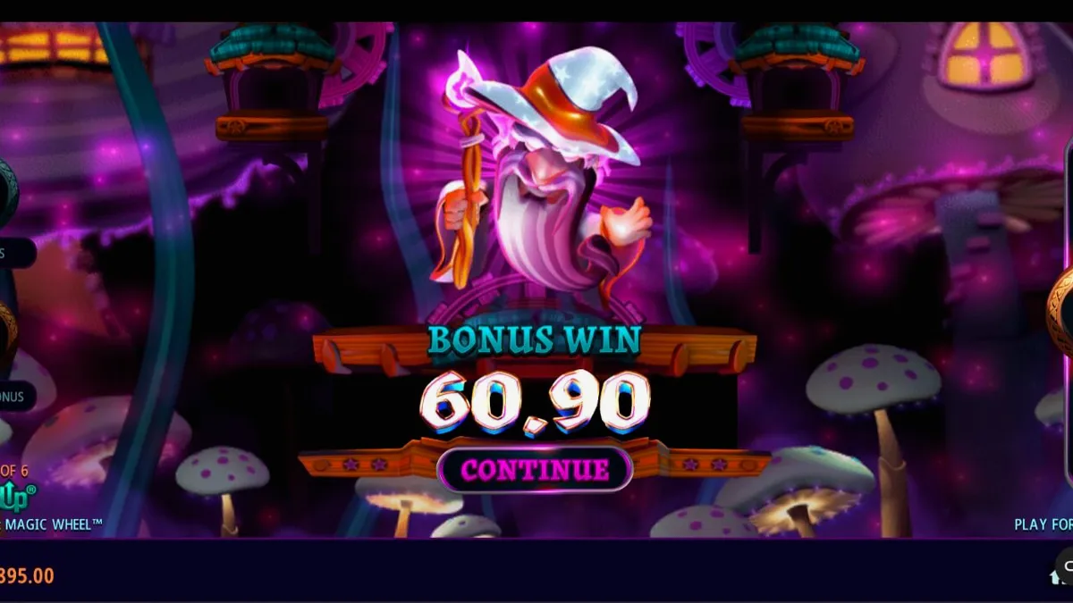 Tampilan visual slot Fire Gnomes 2 Magic Wheel dengan tema jamur dan gnomes